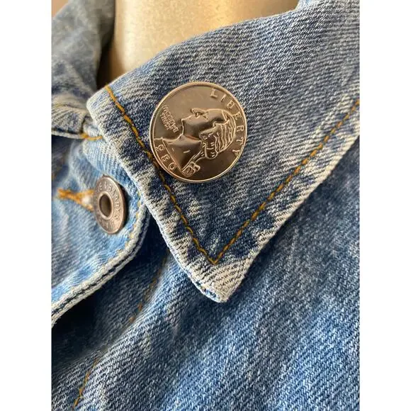 Steve & Barry's Blue Denim Jacket with Band Patches - Picture 7 of 9